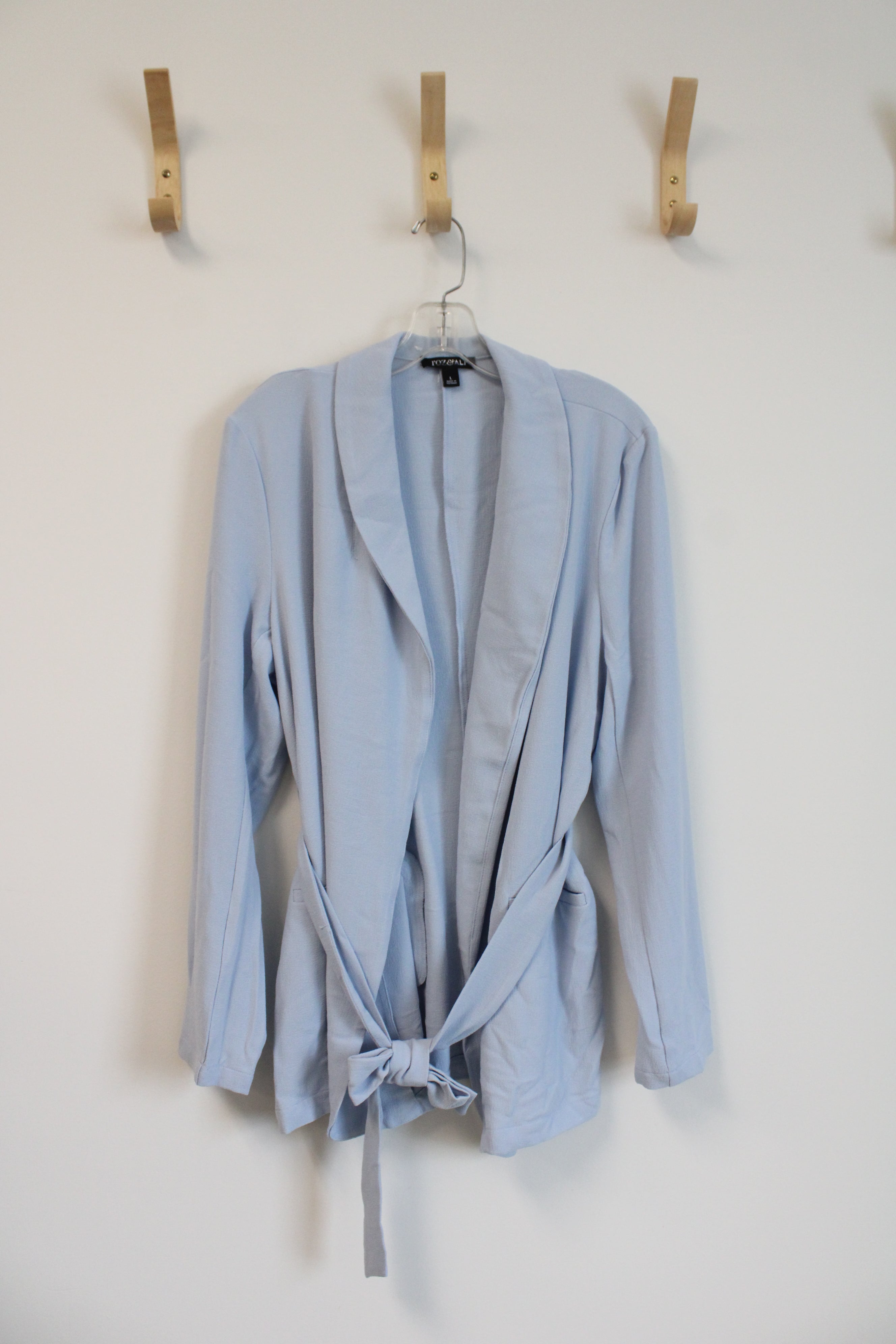 NEW Roz & Ali Light Blue Belted Open Cardigan | L