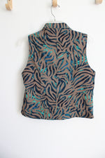 Multiples Brown Blue Striped Zip Up Vest | S