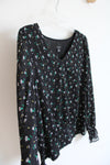 Ann Taylor Black & White Floral Slightly Sheer Long Sleeved Top | M
