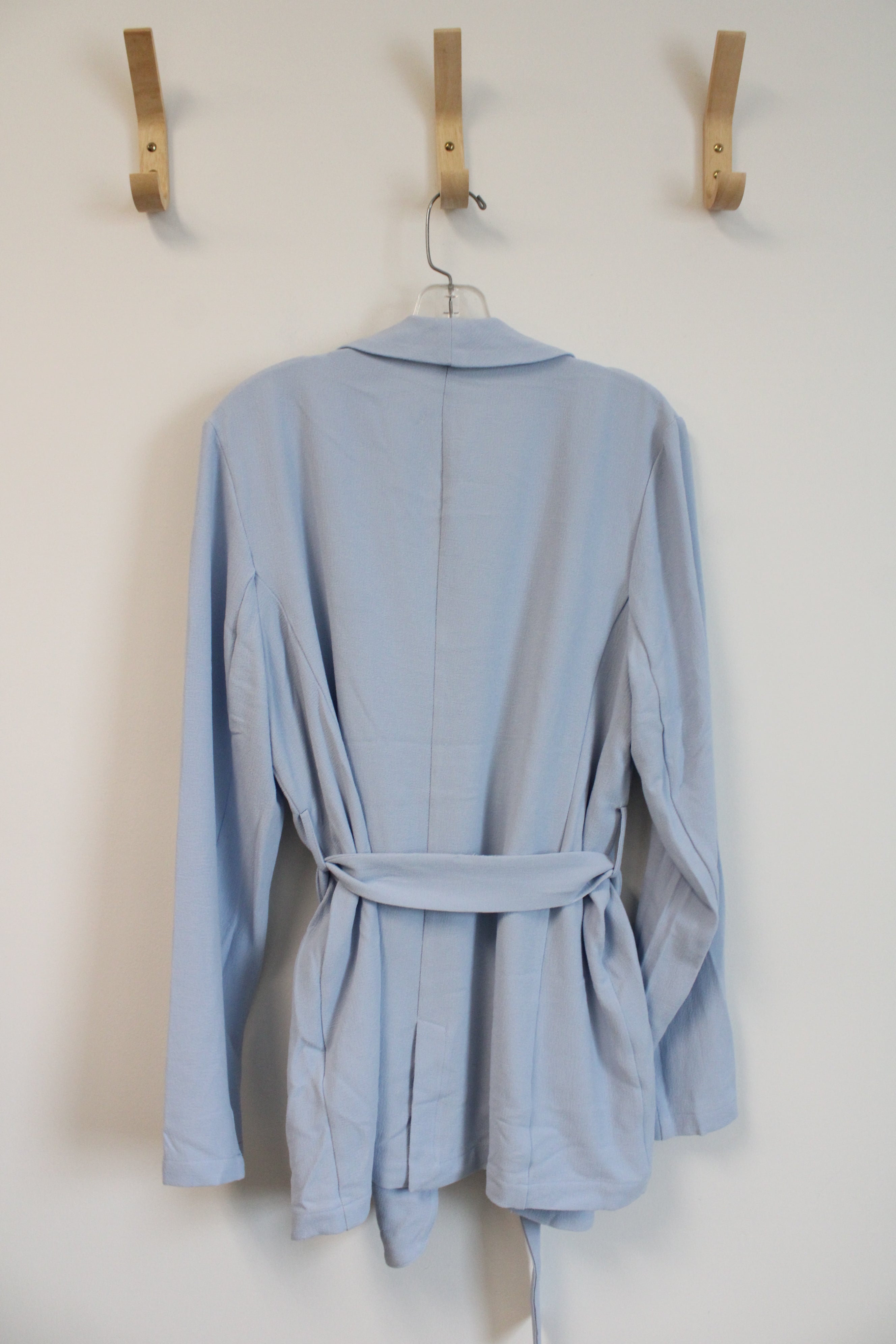 NEW Roz & Ali Light Blue Belted Open Cardigan | L