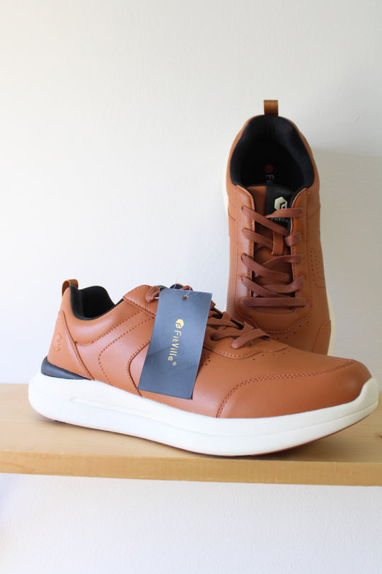 NEW FitVille  Marca Brown Vegan Leather Sneakers | Size 13.5W
