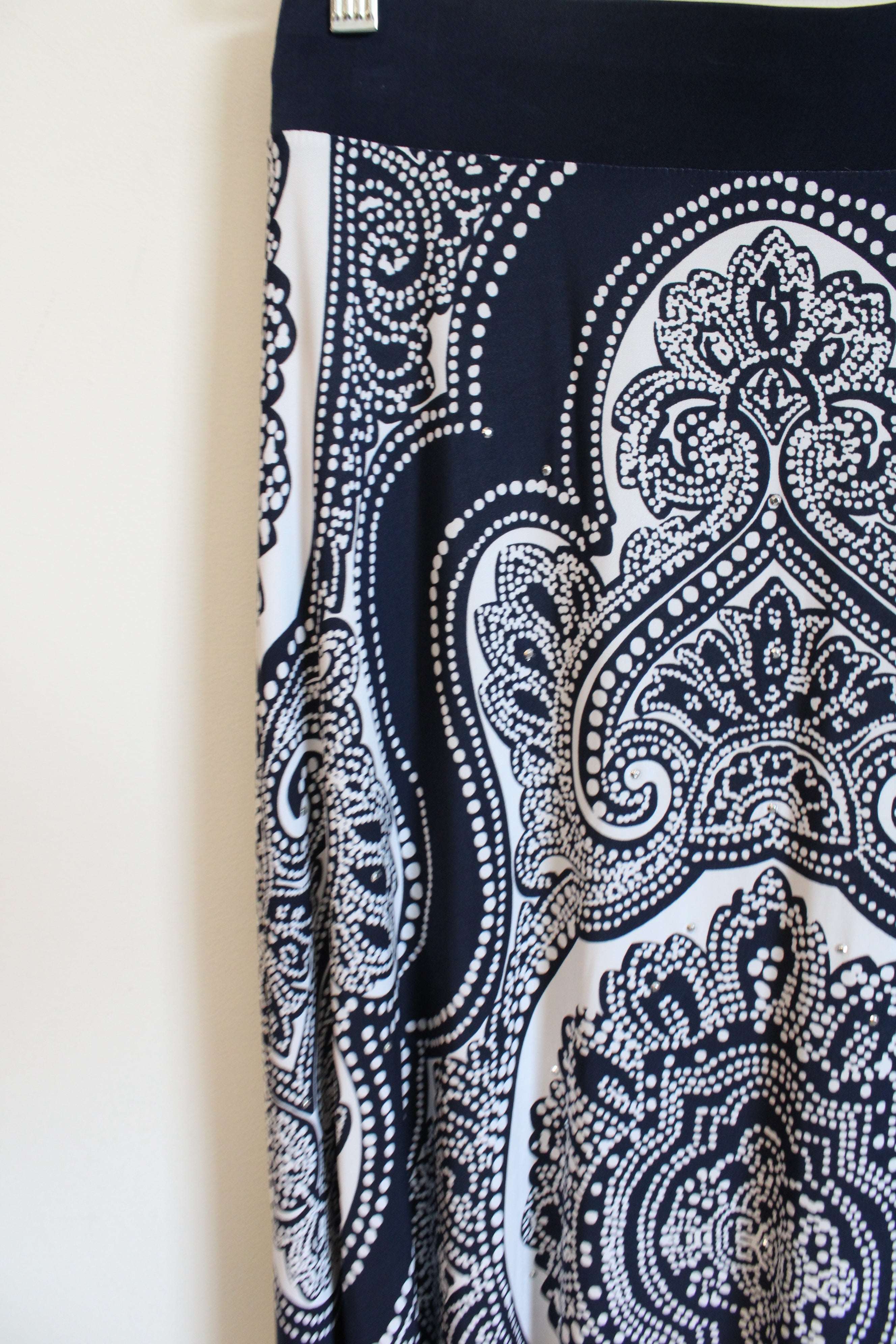 International Concepts Blue White Patterned Maxi Skirt | S