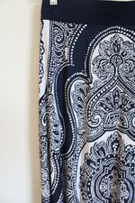 International Concepts Blue White Patterned Maxi Skirt | S