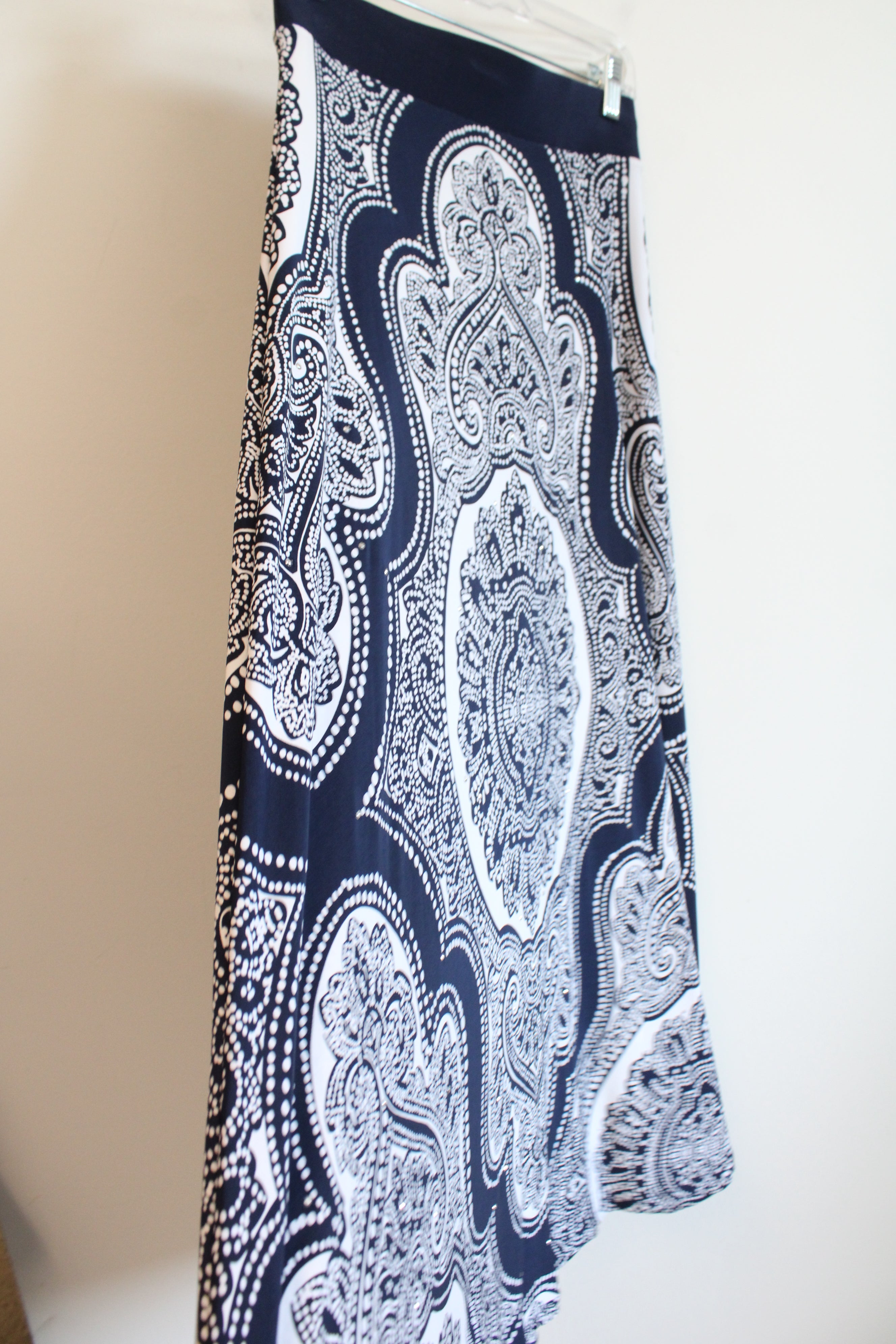 International Concepts Blue White Patterned Maxi Skirt | S