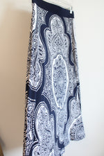 International Concepts Blue White Patterned Maxi Skirt | S