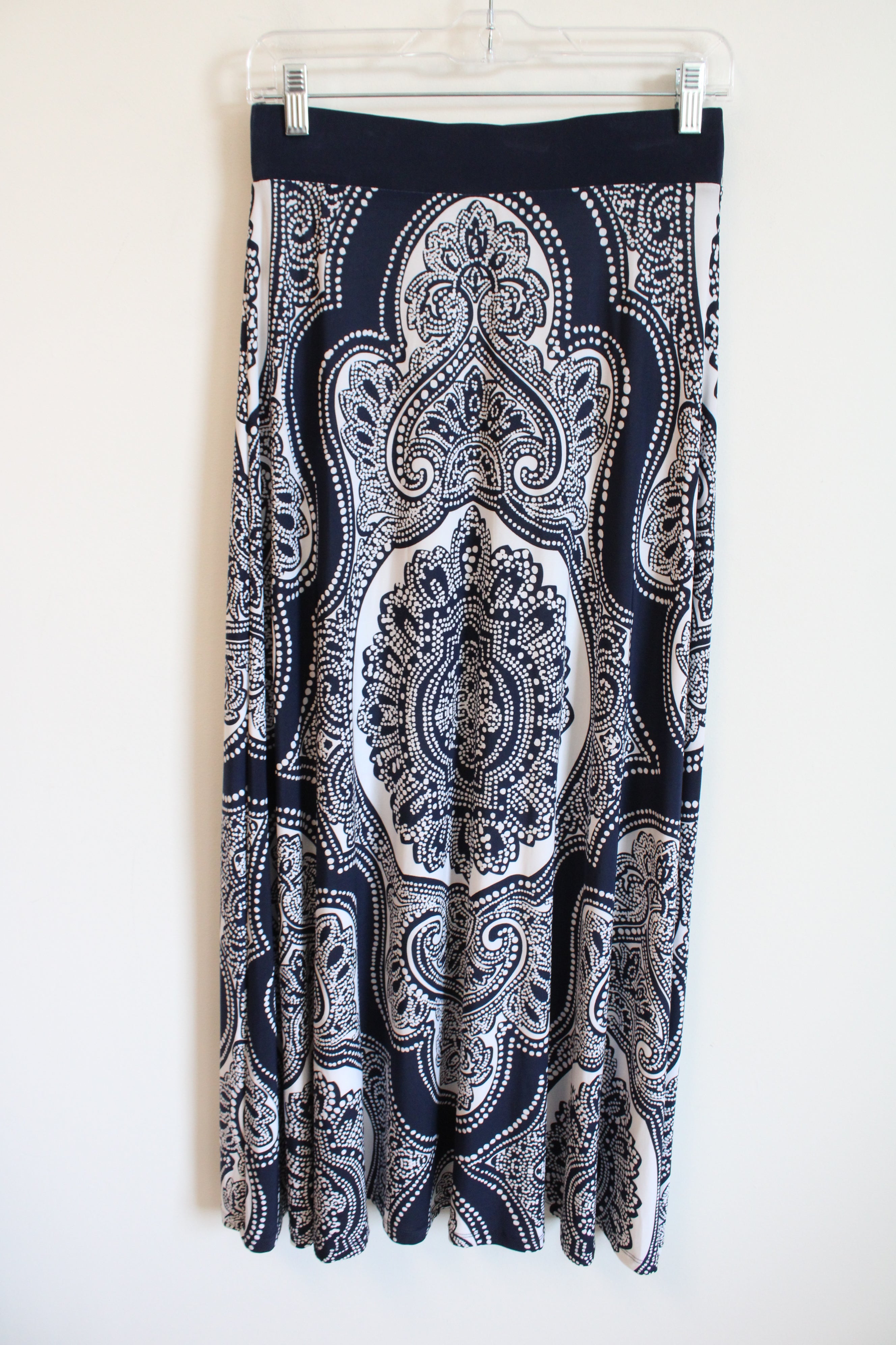International Concepts Blue White Patterned Maxi Skirt | S