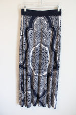 International Concepts Blue White Patterned Maxi Skirt | S
