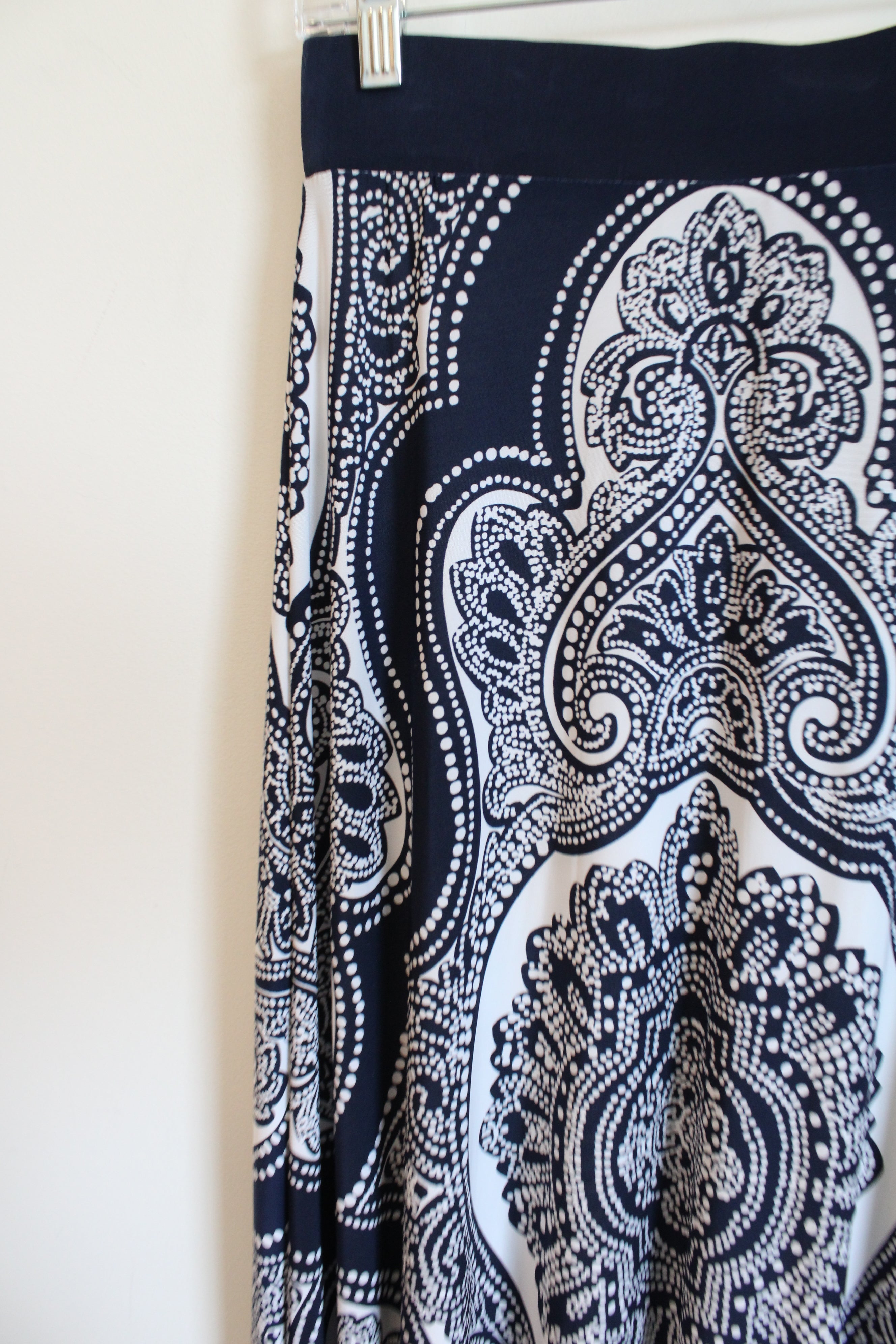 International Concepts Blue White Patterned Maxi Skirt | S