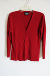 Requirements Red Ribbed Cardigan | L Petite