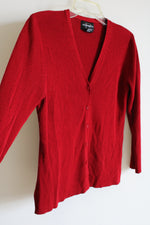 Requirements Red Ribbed Cardigan | L Petite