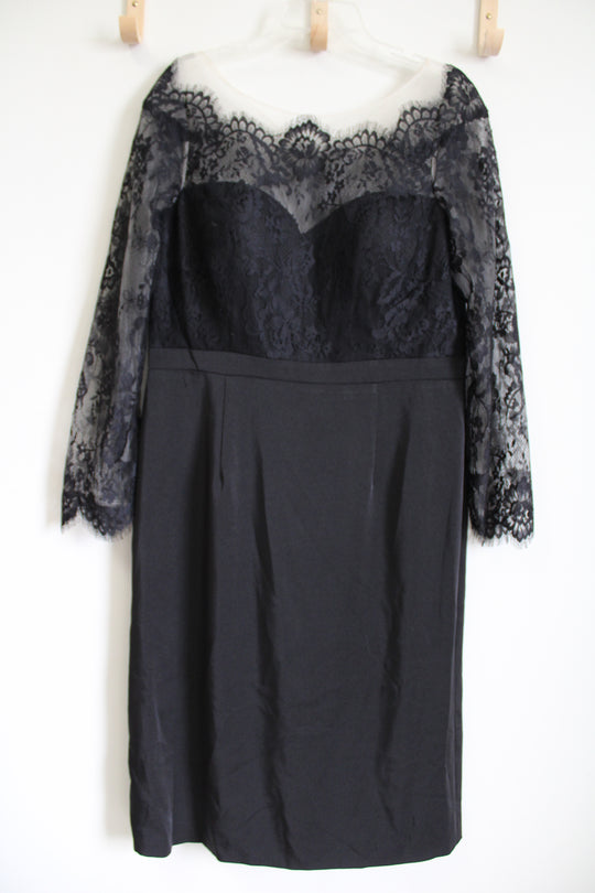 NEW Lucci Lu Black Lace Long Sleeved Dress | 18