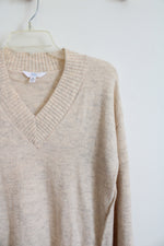 Time And Tru Oatmeal V-Neck Tunic Sweater | M