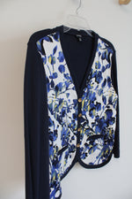 Rafaella Navy Floral Button Down Cardigan | L