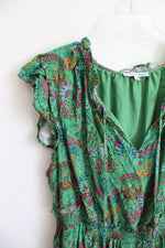 Baltic Born Green Floral Ruffle Sleeve Rio Short Dress | 1X