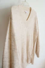 Time And Tru Oatmeal V-Neck Tunic Sweater | M