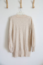 Time And Tru Oatmeal V-Neck Tunic Sweater | M