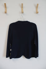 Rafaella Navy Floral Button Down Cardigan | L