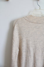 Time And Tru Oatmeal V-Neck Tunic Sweater | M