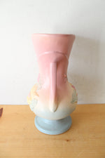 Vintage Hull Pink & Blue Magnolia Handled Vase