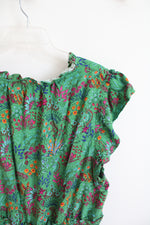 Baltic Born Green Floral Ruffle Sleeve Rio Short Dress | 1X