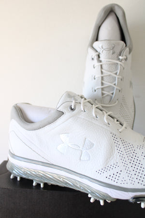 NEW Under Armour Team Tempo Tour White Silver Golf Cleat | Size 9