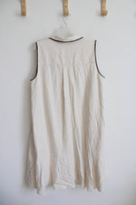 Jane & Delancey Cream & Black Edged 1/4 Button Down Dress | L