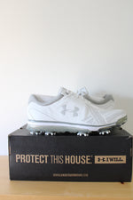 NEW Under Armour Team Tempo Tour White Silver Golf Cleat | Size 9