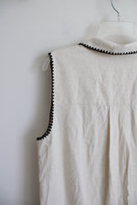 Jane & Delancey Cream & Black Edged 1/4 Button Down Dress | L