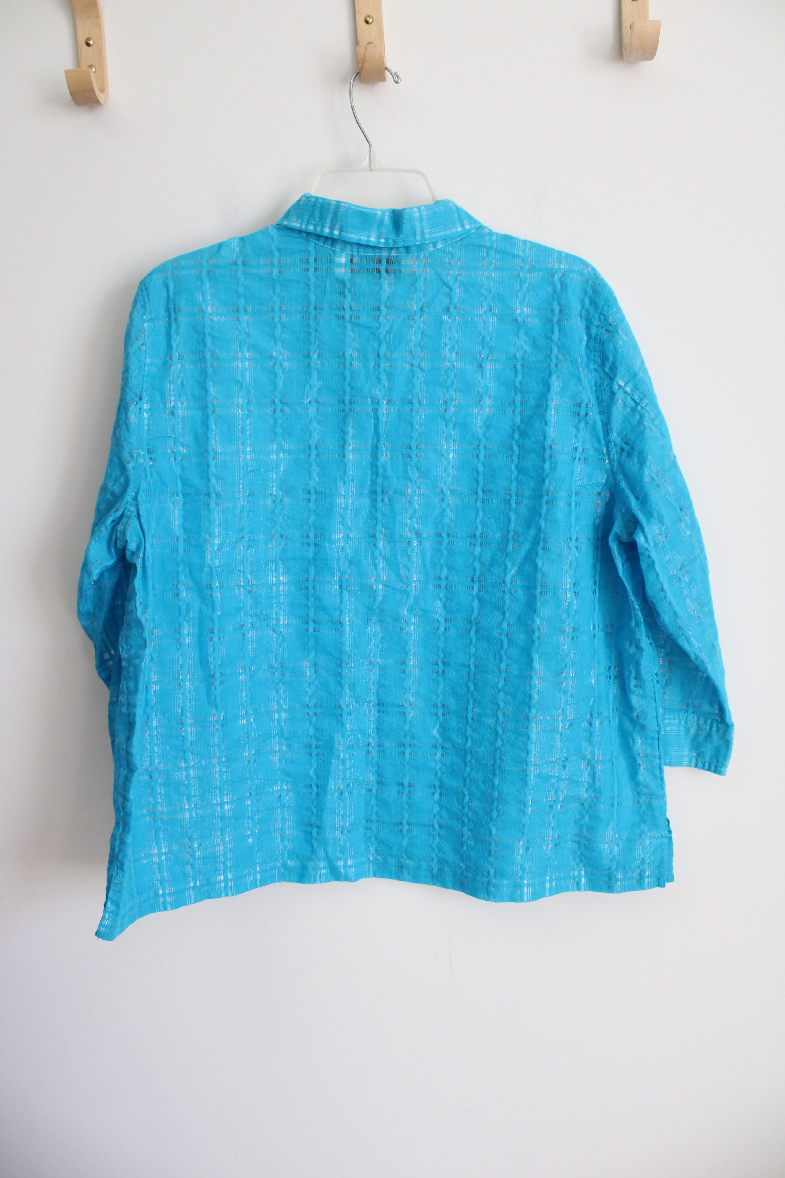 Additions By Chico's Blue Shimmer Lightweight Top | 3 (XL/16)