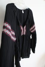 NEW Old Navy Black Red & White Embroidered Long Sleeved Top | L