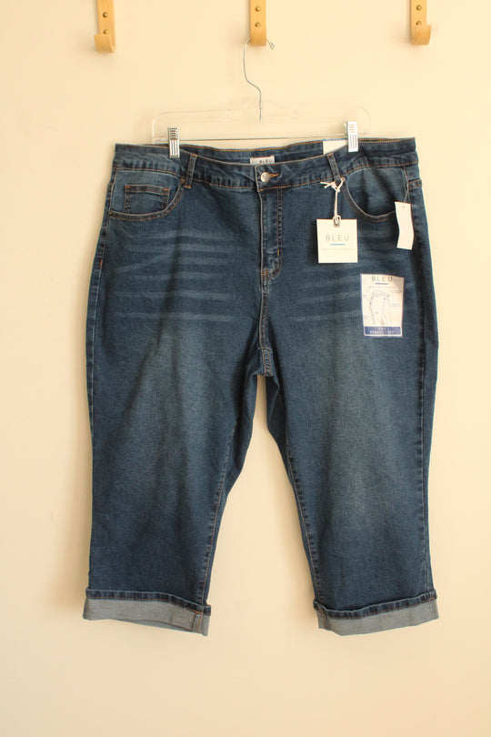 NEW Bleu High-rise Tummy Control Cuffed Denim Capris | 22