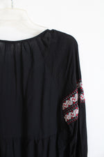 NEW Old Navy Black Red & White Embroidered Long Sleeved Top | L