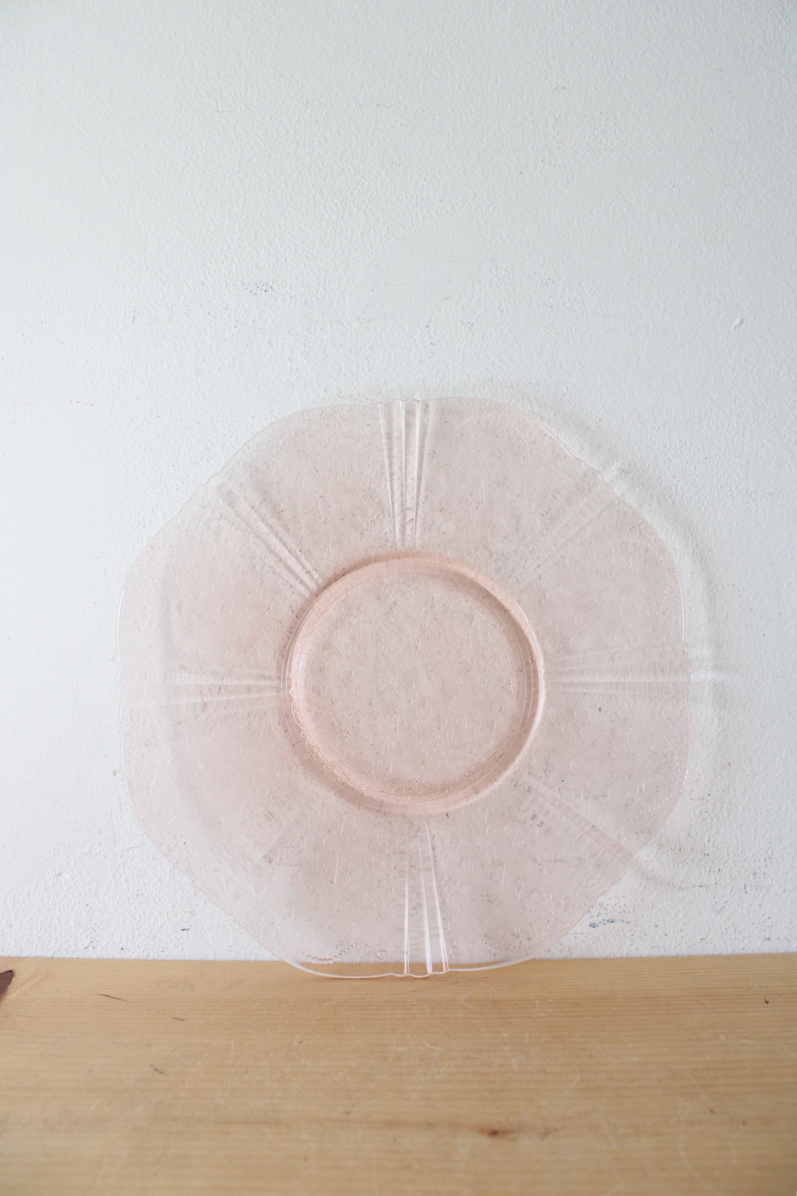 Pink Depression Glass Patterned Plate