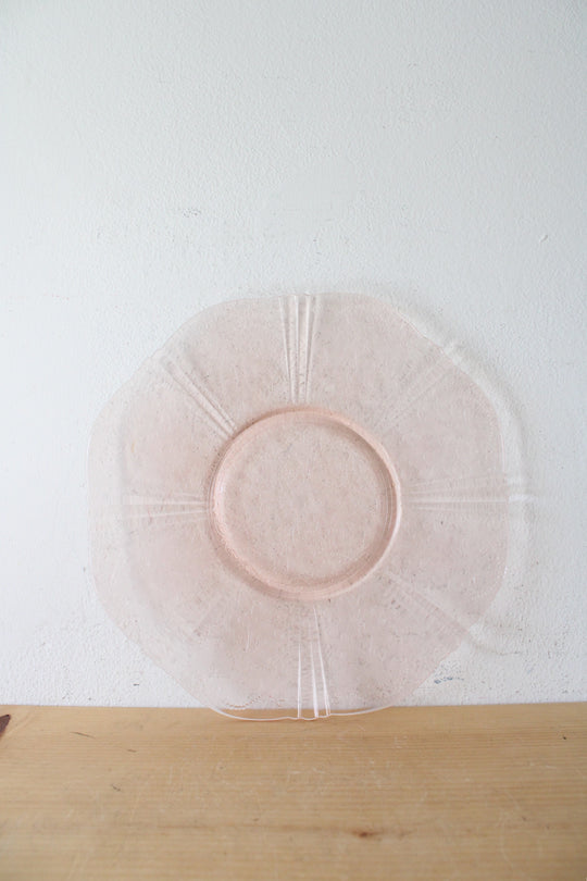 Pink Depression Glass Patterned Plate