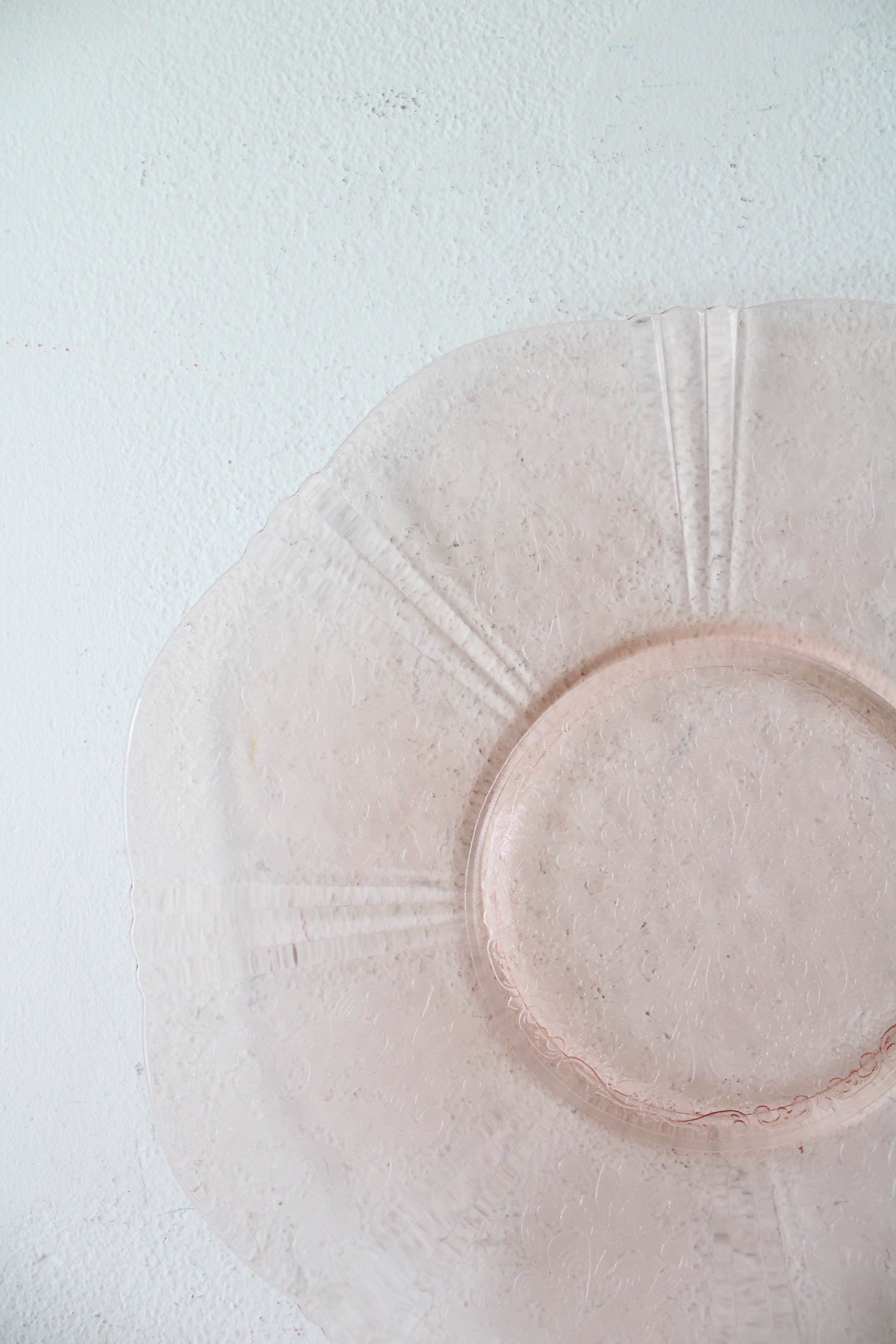 Pink Depression Glass Patterned Plate