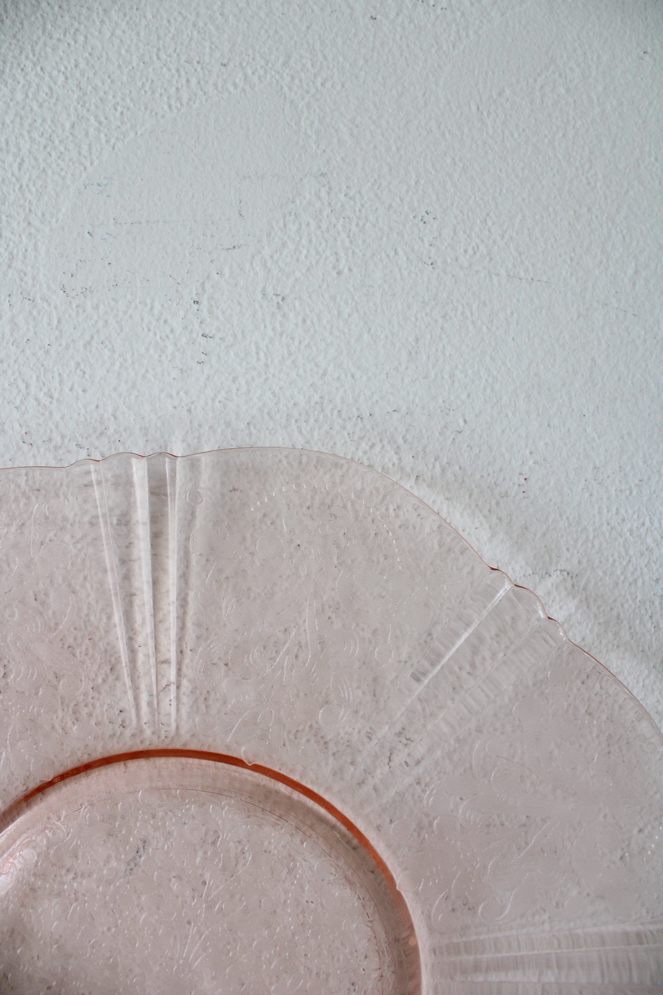 Pink Depression Glass Patterned Plate