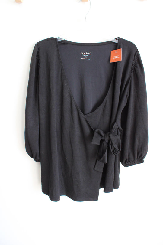Ingrid & Isabel Black Wrap Nursing Friendly Top | M