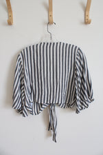 American Eagle Blue & White Striped Tied Front Top | M