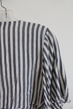 American Eagle Blue & White Striped Tied Front Top | M