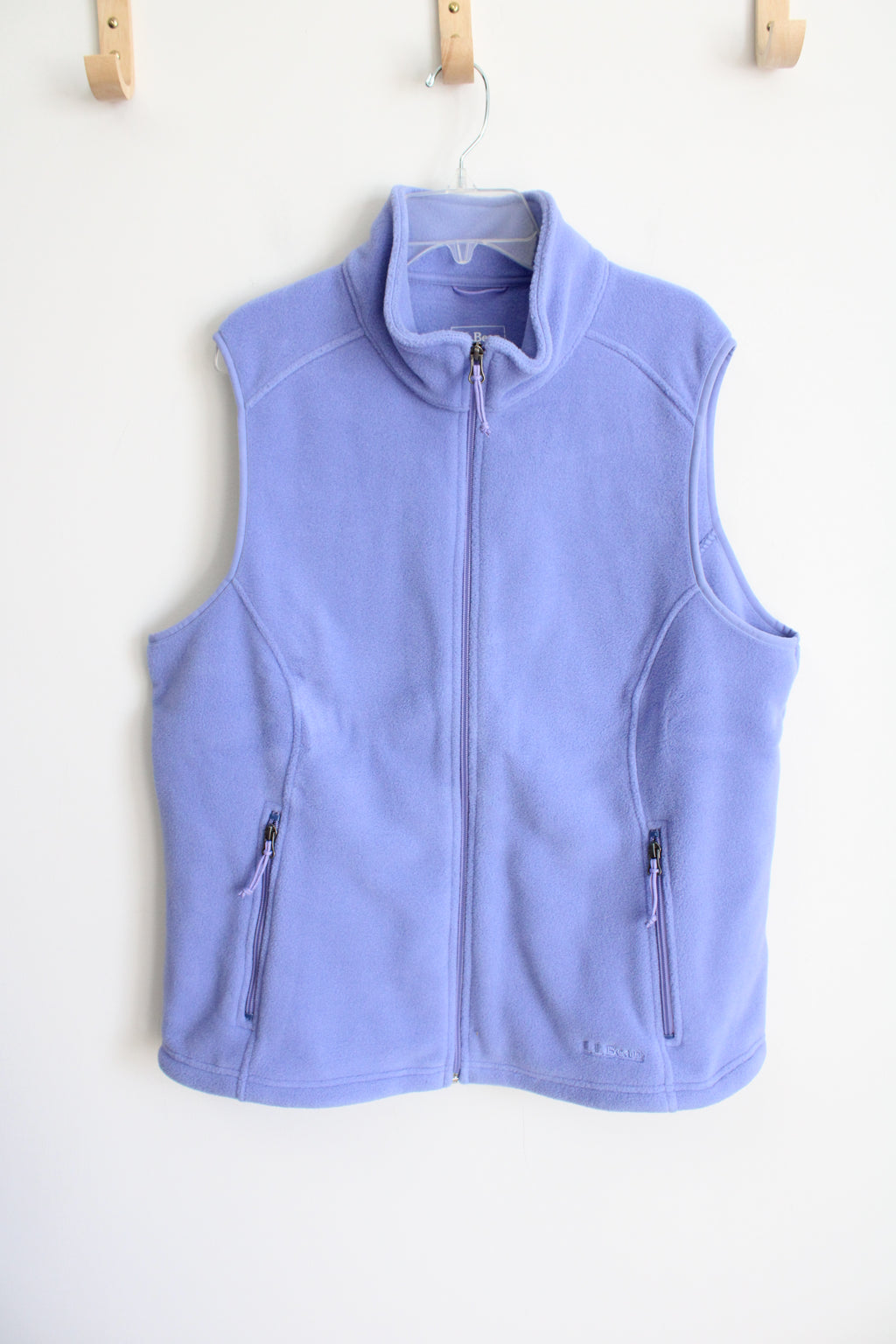 L.. Bean Lilac Purple Fleece Zip Up Vest | XL Petite