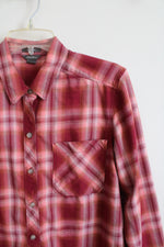 Eddie Bauer Classic Fit Pink Plaid Button Down Top | L