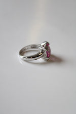 Princess Cut Pink Stone Sterling Silver Ring | Size 7