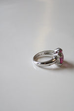 Princess Cut Pink Stone Sterling Silver Ring | Size 7