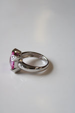 Princess Cut Pink Stone Sterling Silver Ring | Size 7