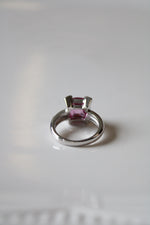 Princess Cut Pink Stone Sterling Silver Ring | Size 7
