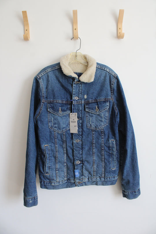 NWT Zara Denim Lined Distressed Jacket | L