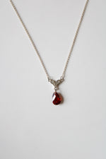 Garnet Teardrop Pendant Sterling Silver Necklace