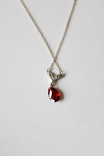 Garnet Teardrop Pendant Sterling Silver Necklace