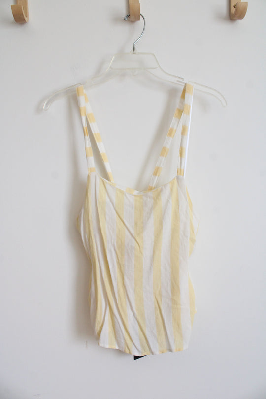 NEW Rusty Yellow & White Striped Cross Strap Tank Top | L