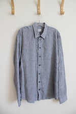 Armani Collezioni Blue Flax Linen Button Down Shirt | XL